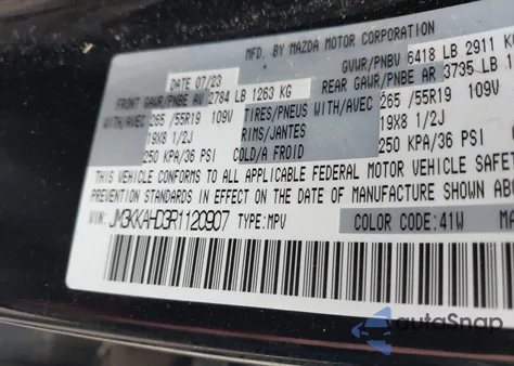 2024 Mazda Cx-90 3.3 Turbo Select from USA, damaged, VIN JM3KKAHD3R1120907